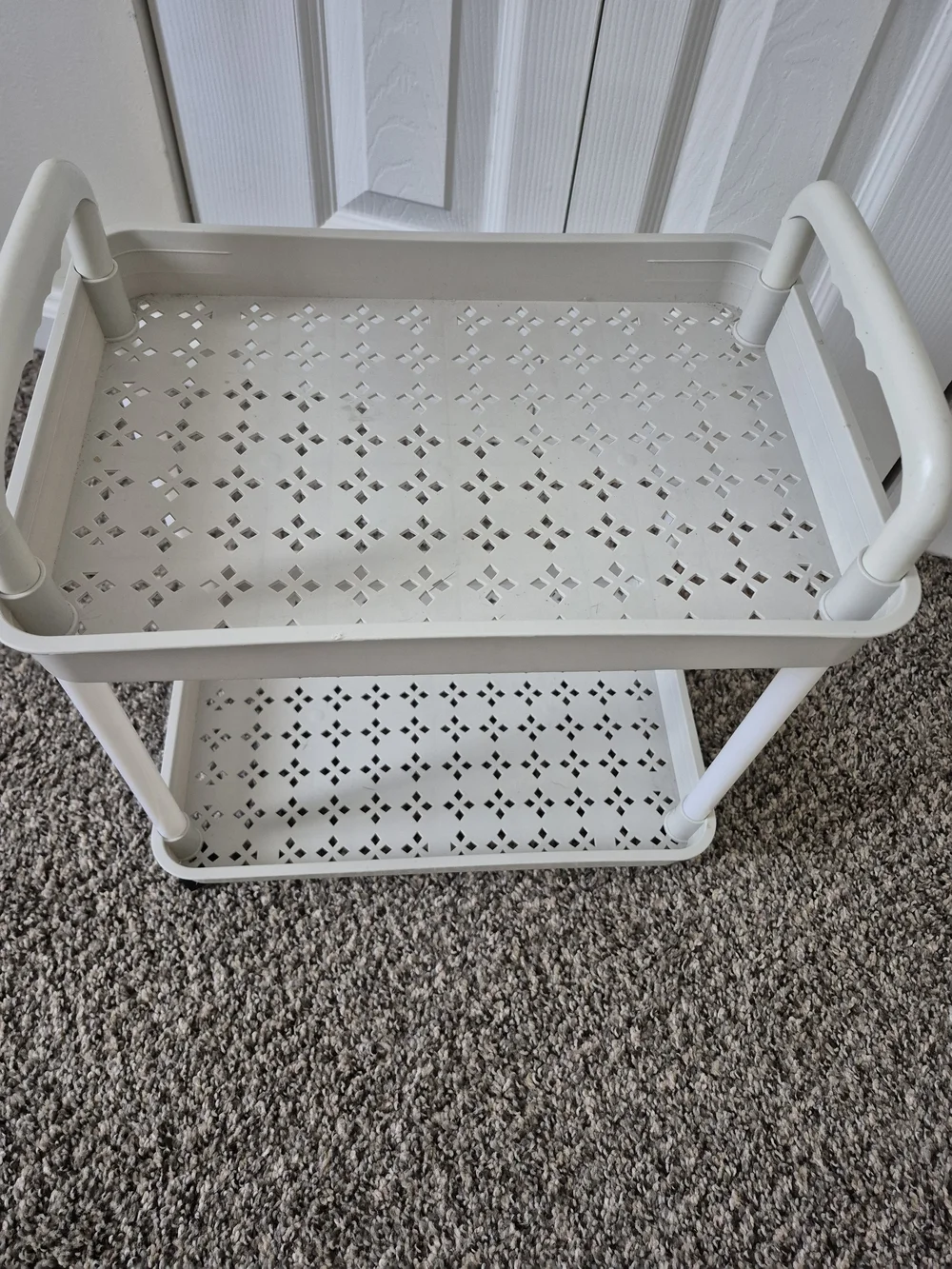Two-Tier Tan Rolling Utility Cart